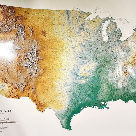 Raven Maps United States Poster Wall Map Laminated Landforms Educational 37x58 - Picture 3 of 10